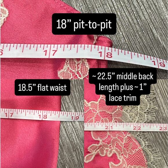 Victoria's Secret Hot Pink 2009 Lace Trim Satin Mini Slip Dress Chemise Sz Large - Picture 11 of 12